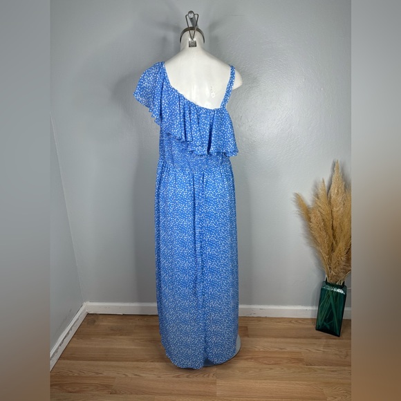 Lane Bryant One Shoulder Ruffle Maxi Dress Polka Dots Blue Plus Size 18/20 NWT - Picture 8 of 13
